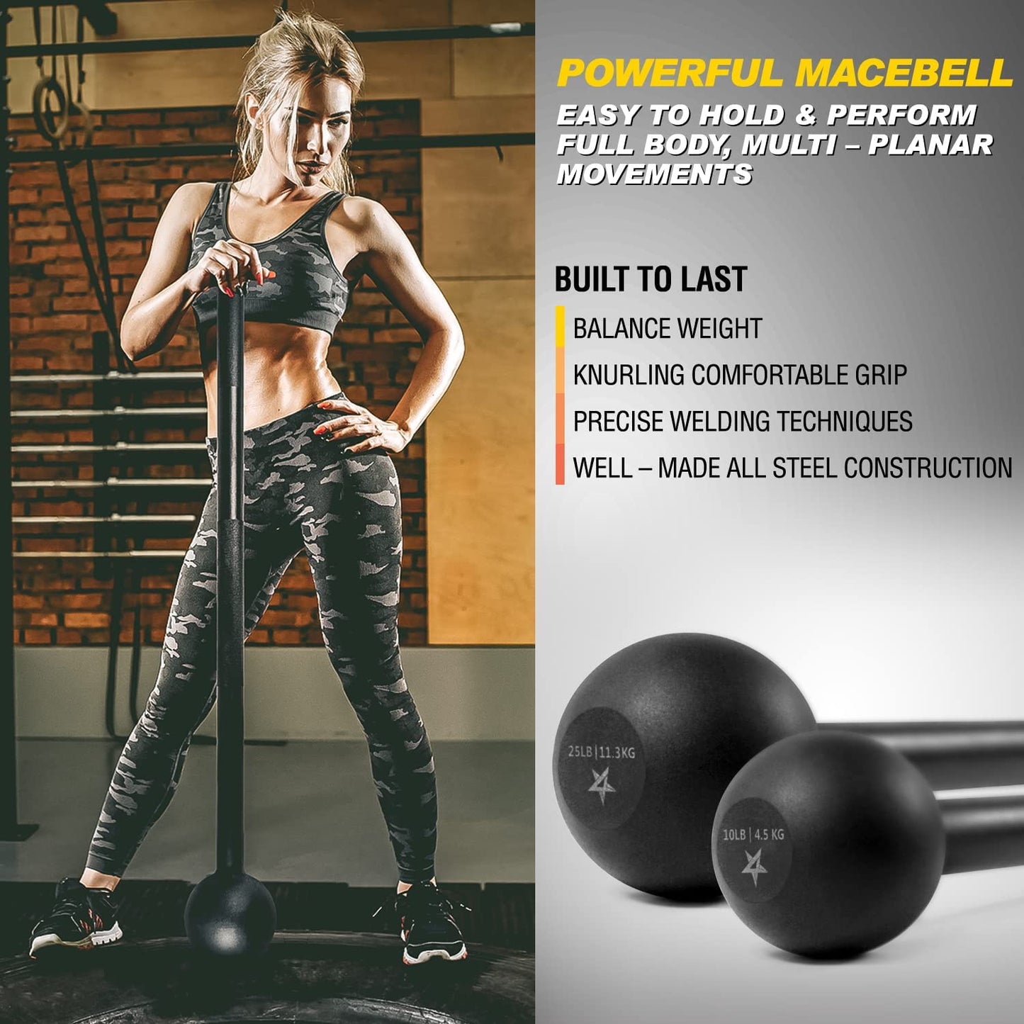 Steel Mace Bell for Strength Training & Full Body Functional Workouts