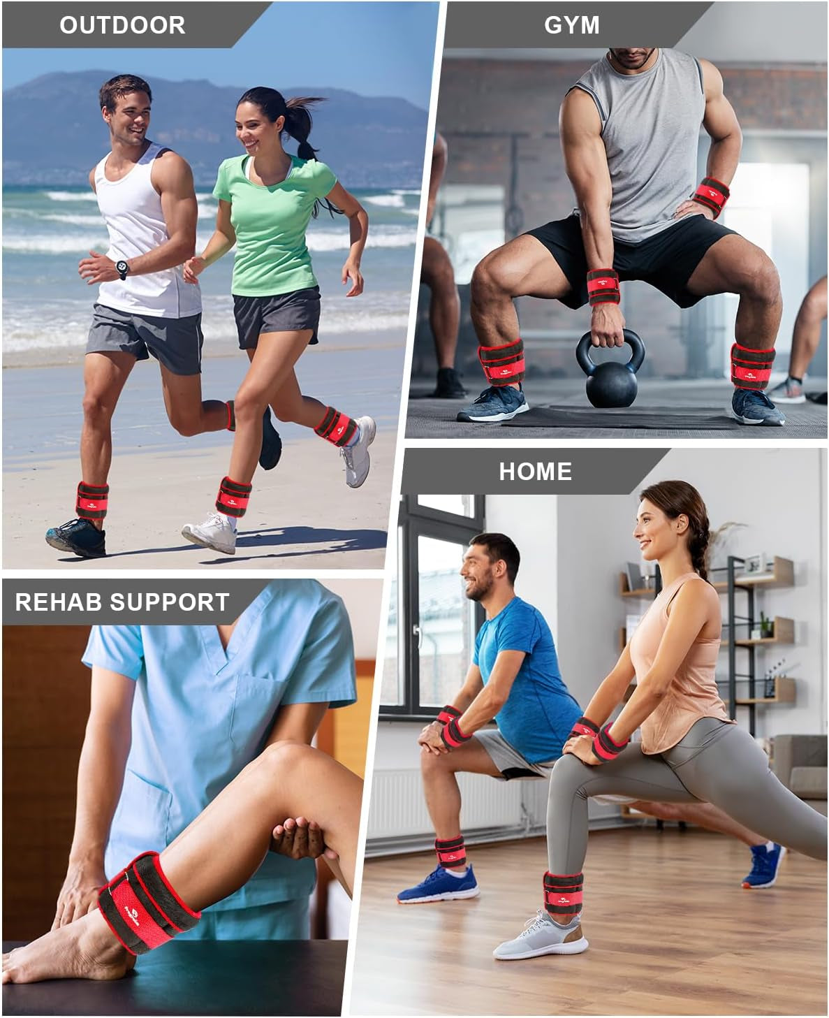 Adjustable Ankle Weights Pair with Removable Weights for Fitness, Running & Strength Training