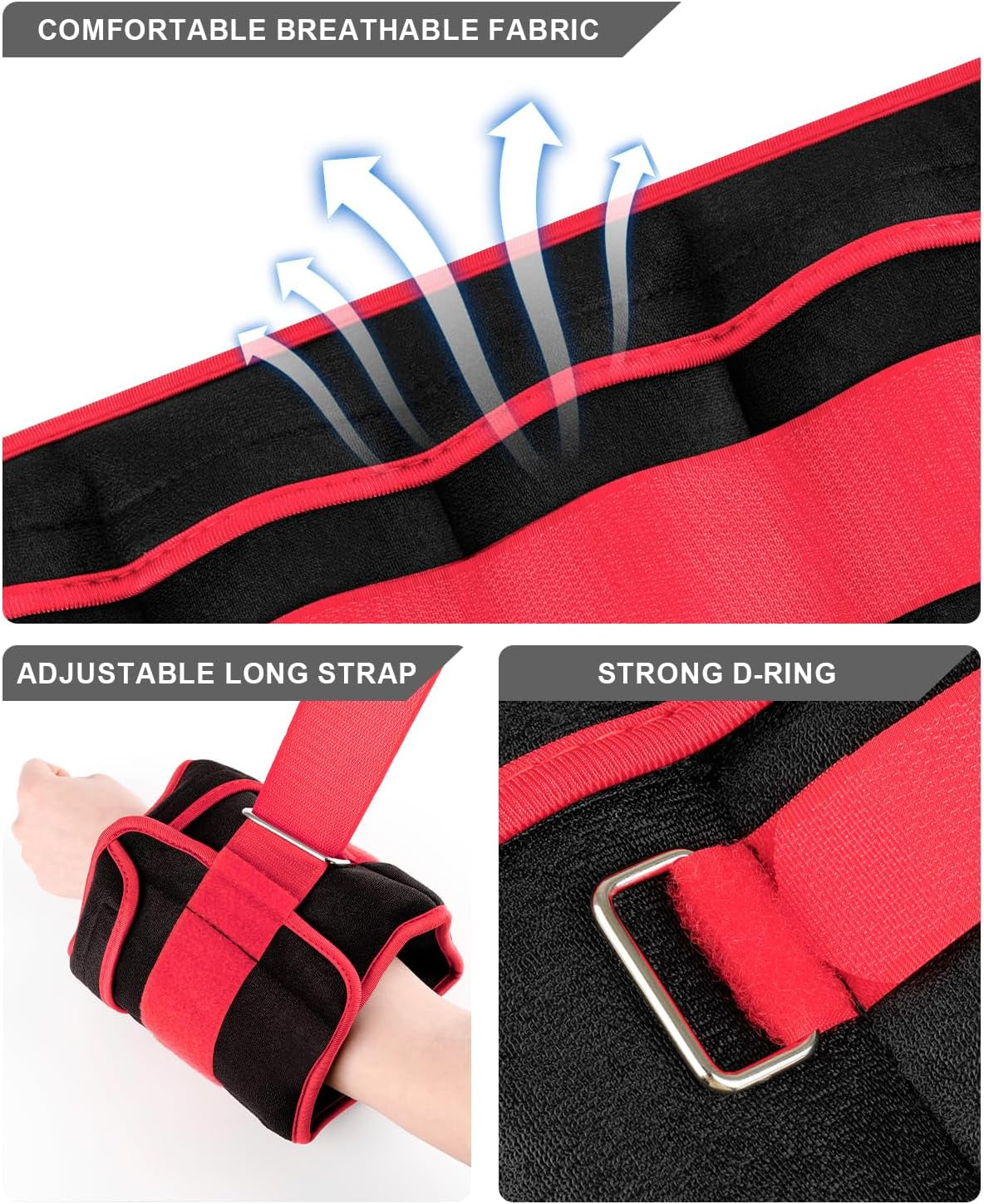 Adjustable Ankle Weights Pair with Removable Weights for Fitness, Running & Strength Training