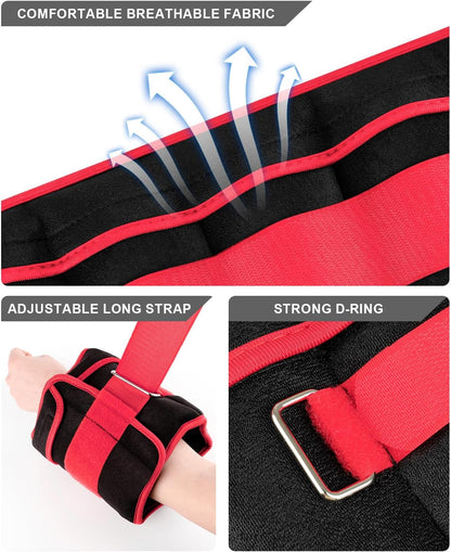 Adjustable Ankle Weights Pair with Removable Weights for Fitness, Running & Strength Training